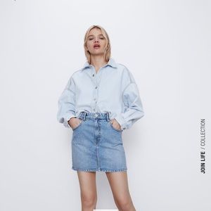 NWT Zara Blue Denim Mini Skirt